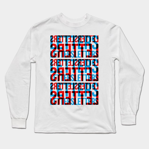 Letters Typography Stack (Cyan Red Black) Long Sleeve T-Shirt by John Uttley